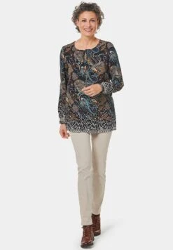 GOLDNER Blouse - Navy / Patterned -Ulla Popken Winkel cab8a21b9cef40d684793fab62aee54c