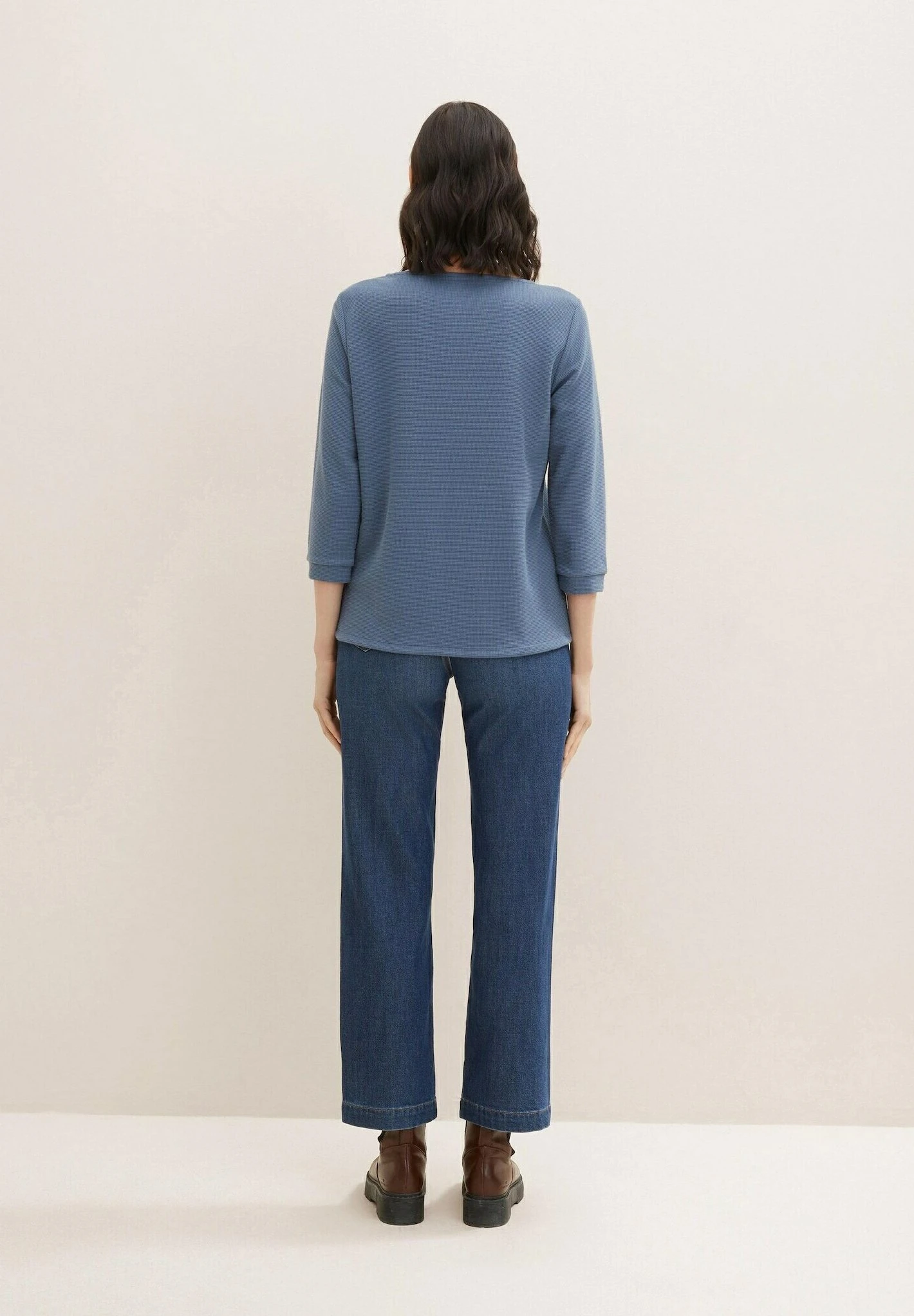 Tom Tailor Waffle Structure - Longsleeve - Stormy Sea Blue 3 Tom Tailor Waffle Structure - Longsleeve - Stormy Sea Blue - Afbeelding 3