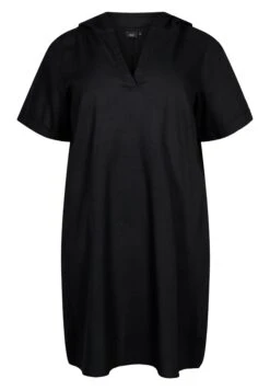 Zizzi Short-Sleeved With Hood - Jurk - Black 10 Zizzi Short-Sleeved With Hood - Jurk - Black -Ulla Popken Winkel d3e229f75091420f9d282b115e515473