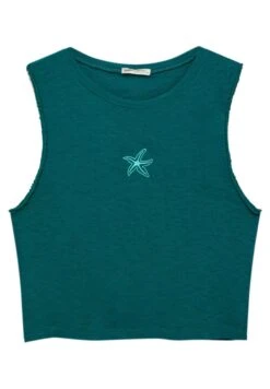 PULL & BEAR Sleeveless Rustic With Embroidery - Top - Green -Ulla Popken Winkel d57b898e9c3e4d0e89b72817e4fd57a9