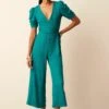 Next V-Neck Short Sleeve Petite - Jumpsuit - Teal Blue