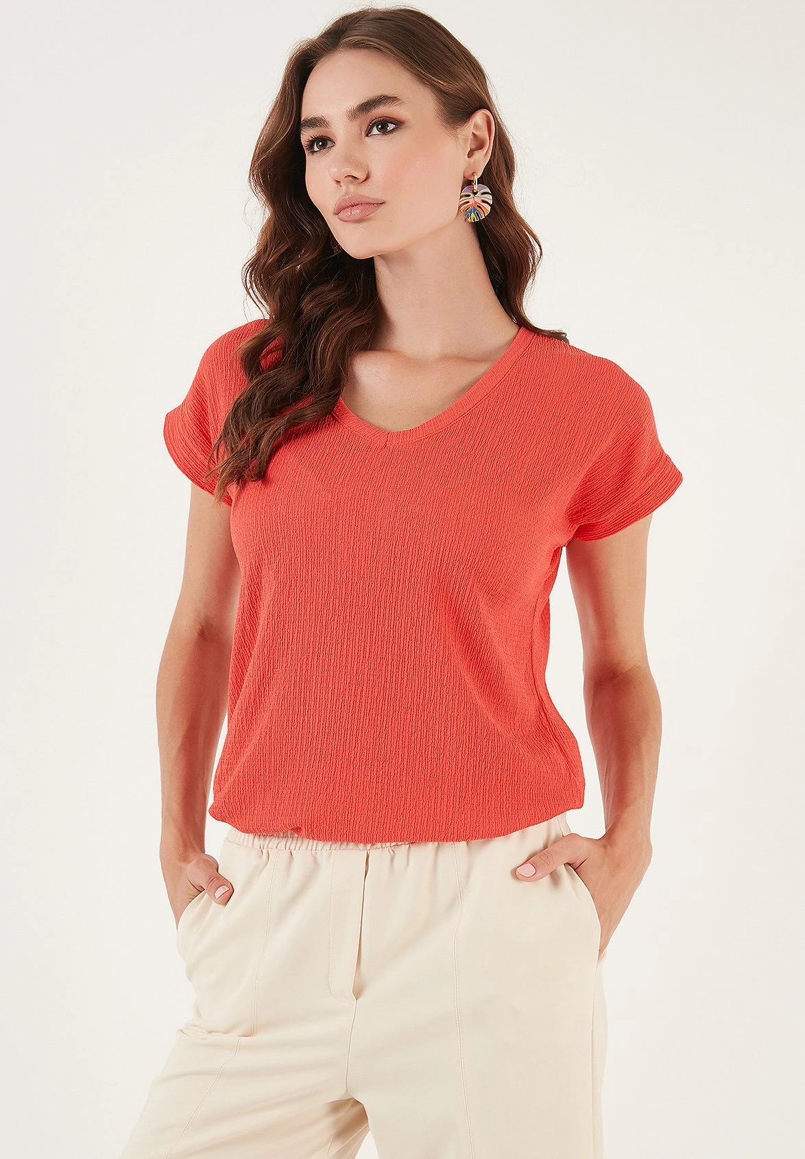 LELA Regular Fit - Blouse - Coral 1 LELA Regular Fit - Blouse - Coral
