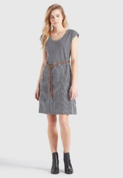 Khujo Leifa - Jurk - Dunkelblau-Weiß Gestreift -Ulla Popken Winkel fb1a0eb46bf8452b84f50535030081ef